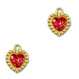 Stainless Steel - Rostfrei Stahl Anh&auml;nger Zirkonia Herz Gold-red