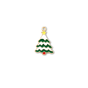 Metall Anh&auml;nger Weihnachtsbaum Gold--wei&szlig;-gr&uuml;n-gelb