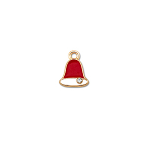 Metall Anh&auml;nger Zirkonia Weihnachtsglocke Gold-rot-wei&szlig;