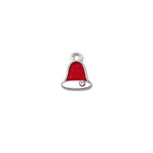 Metall Anh&auml;nger Zirkonia Weihnachtsglocke Silber-rot-wei&szlig;