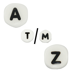 Buchstaben Perlen aus Keramik White-black