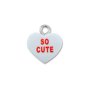Resin Anh&auml;nger Herz "SO CUTE" Light blue-red