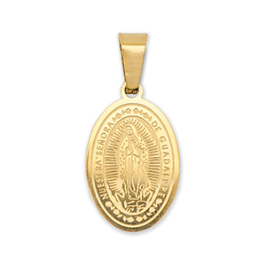 Stainless Steel - Rostfrei Stahl Anh&auml;nger Oval Religi&ouml;se Gold
