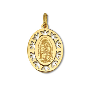 Stainless Steel - Rostfrei Stahl Anh&auml;nger Oval Religi&ouml;se Gold