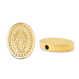 Stainless Steel - Rostfrei Stahl Perlen Oval Religi&ouml;se Gold