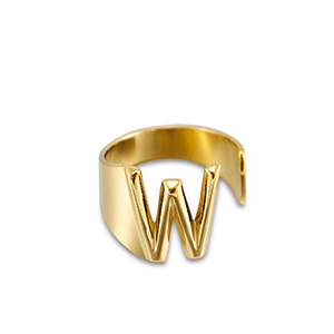 Ringe aus Stainless Steel - Rostfreiem Stahl Buchstabe W Gold