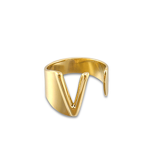 Ringe aus Stainless Steel - Rostfreiem Stahl Buchstabe V Gold