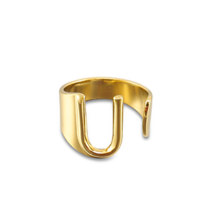 Ringe aus Stainless Steel - Rostfreiem Stahl Buchstabe U Gold