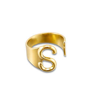 Ringe aus Stainless Steel - Rostfreiem Stahl Buchstabe S Gold