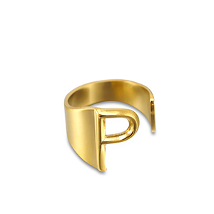 Ringe aus Stainless Steel - Rostfreiem Stahl Buchstabe P Gold