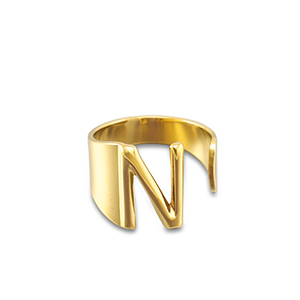Ringe aus Stainless Steel - Rostfreiem Stahl Buchstabe N Gold