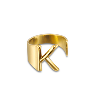 Ringe aus Stainless Steel - Rostfreiem Stahl Buchstabe K Gold