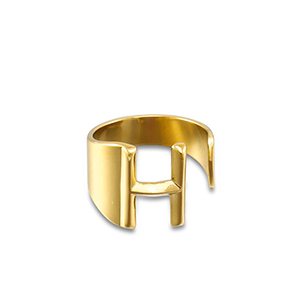 Ringe aus Stainless Steel - Rostfreiem Stahl Buchstabe H Gold