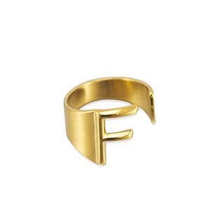 Ringe aus Stainless Steel - Rostfreiem Stahl Buchstabe F Gold