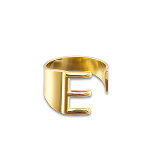 Ringe aus Stainless Steel - Rostfreiem Stahl Buchstabe E Gold