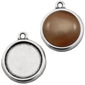 Metall Fassungen DQ 12mm Cabochon Antik silber (Nickelfrei)