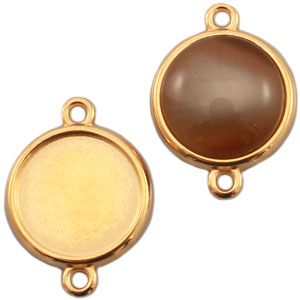 DQ Fassungen Metall Zwischenst&uuml;ck 12mm Cabochon Gold (Nickelfrei)