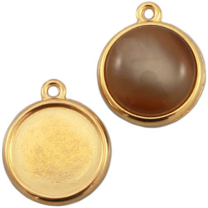 DQ Fassungen Metall 20mm Cabochon Gold (Nickelfrei)