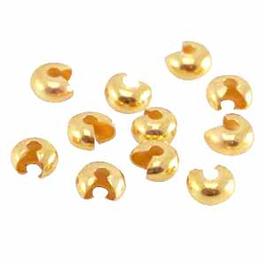 DQ Metall Quetsch-Kaschierperlen f&uuml;r Quetschperlen 4mm Gold (Nickelfrei)