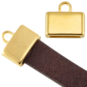 DQ Metall Endkappen viereckig (f&uuml;r 5/10mm flach Leder) Gold (Nickelfrei)