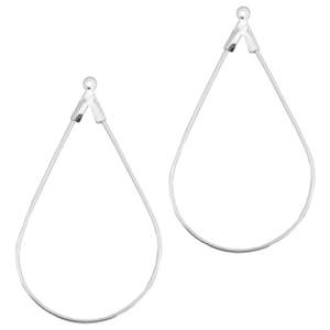 Metall Zubeh&ouml;r DQ Creolen H&auml;nger oval Silber (Nickelfrei)