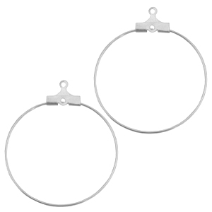 Metall Zubeh&ouml;r DQ Creolen H&auml;nger 30mm Antik silber (nickelfrei)