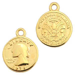 Metall Anh&auml;nger DQ M&uuml;nzen Gold (Nickelfrei)