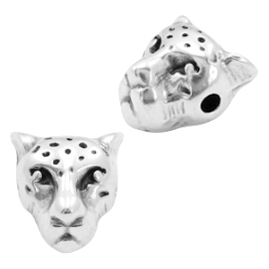 Metall Perlen DQ Leopardkopf Antik silber (Nickelfrei)