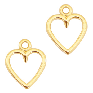 Metall Anh&auml;nger DQ offenes Herz 14x11mm Gold (Nickelfrei)