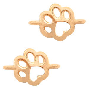 Metall Anh&auml;nger DQ Zwischenst&uuml;ck Hund Pfote Rosegold (Nickelfrei)