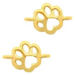 Metall Anh&auml;nger DQ Zwischenst&uuml;ck Hund Pfote Gold (Nickelfrei)
