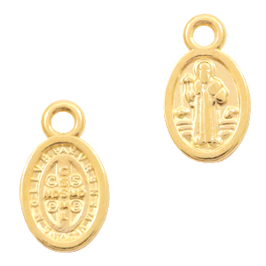 Metall Anh&auml;nger DQ Jezus oval Gold (Nickelfrei)