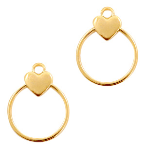 Metall Anh&auml;nger DQ Herz mit Ring Gold (Nickelfrei)