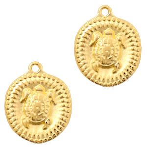 Metall Anh&auml;nger DQ Schildkr&ouml;te Gold (Nickelfrei)