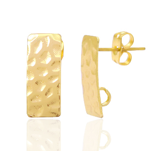 Metall Zubeh&ouml;r DQ Earpin Rechteck mit &Ouml;se Gold (Nickelfrei)