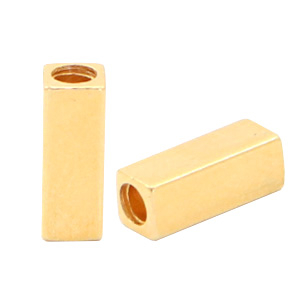 Metall Perlen DQ Tube Rechteck Gold (Nickelfrei)