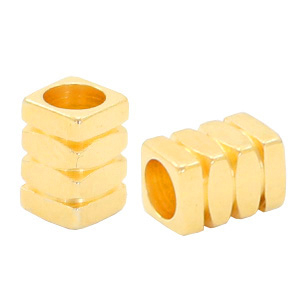 Metall Perlen DQ Tube quadruple Gold (Nickelfrei)