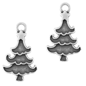 Metall Anh&auml;nger DQ Weihnachtsbaum Antik silber (Nickelfrei)