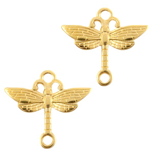 Metall Anh&auml;nger DQ Zwischenst&uuml;ck Libelle Gold (Nickelfrei)