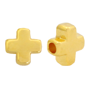 Metall Perlen DQ Kreuz Gold (Nickelfrei)