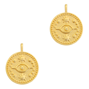 Metall Anh&auml;nger DQ Auge 15mm Gold (Nickelfrei)