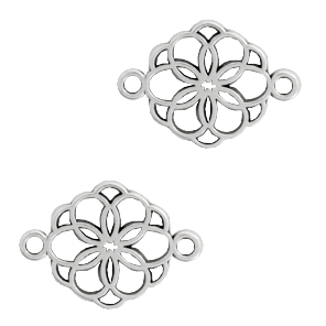 Metall Anh&auml;nger DQ Zwischenst&uuml;ck Blume Antik silber (Nickelfrei)