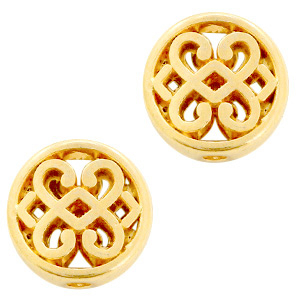 Metall Perlen DQ Blume rund 11mm Gold (Nickelfrei)