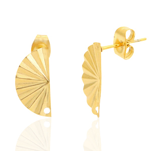 Ohrringe aus Stainless Steel - Rostfreiem Stahl Ohrstecker F&auml;cher mit &Ouml;se Gold