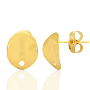 Ohrringe aus Stainless Steel - Rostfreiem Stahl Ohrstecker oval mit &Ouml;se Gold