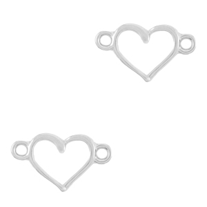 Metall Anh&auml;nger DQ Zwischenst&uuml;ck Herz Antik silber (Nickelfrei)