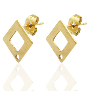 Ohrringe aus Stainless Steel - Rostfreiem Stahl Rhombus Gold