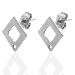 Ohrringe aus Stainless Steel - Rostfreiem Stahl Rhombus Silber