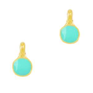 Metall Anh&auml;nger DQ Turquoise green-gold (Nickelfrei)