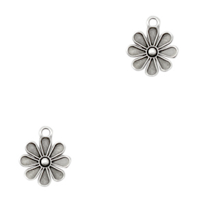 Metall Anh&auml;nger DQ Blume Antik silber (Nickelfrei)